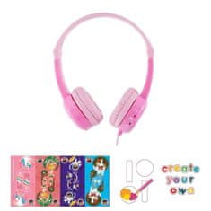 BuddyPhones Travel, gyerek utazó összecsukható fejhallgató, rózsaszín