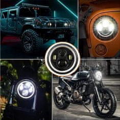 motoLEDy Elülső lámpa 7" Full LED 8, 1db, Harley Davidson, Jeep