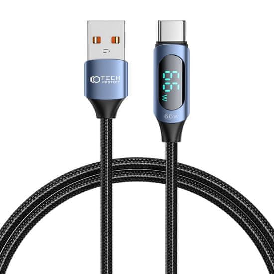 Tech-protect Ultraboost LED kábel USB / USB-C 66W 6A 1m, kék