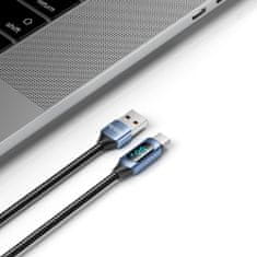 Tech-protect Ultraboost LED kábel USB / USB-C 66W 6A 1m, kék
