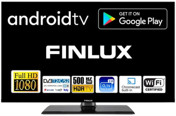 televízió Finlux 32FFF5672 smart TV android LED TV 32 hüvelykes Android OS HbbTV O2TV piros nyomógomb skylink bluetooth Wi-Fi USB fastscan
