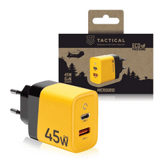 Tactical Microgrid GaN 45W Töltő, USB-A + Type-C, Sárga (129685)