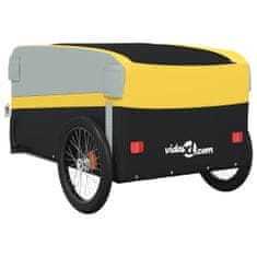 Vidaxl fekete-sárga vas kerékpár-utánfutó 45 kg 94050