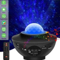 Netscroll Hangszóró és csillagprojektor távirányítóval, a csillagprojektor egy projektorlámpa, amely csillagokat vagy óceánt hoz otthonába, 10 különböző szín, USB töltés, GalaxySky
