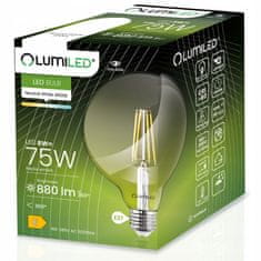 LUMILED 3x LED izzó E27 G95 8W = 75W 880lm 4000K Semleges fehér 360° Filament 