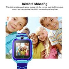 Netscroll Gyermek okosóra, GPS nyomkövetés, SOS riasztás, ha a gyermek elhagyja a meghatározott területet, LBS technológia, SIM-kártya foglalat, kamera, hívások, videóhívások, Android+iOS, KidsSmartWatch, kék