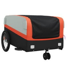 Vidaxl fekete-narancssárga vas kerékpár-utánfutó 45 kg 94061