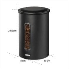 Xavax Barista kávés doboz 1,3 kg kávébab vagy 1,5 kg őrölt kávé számára, légmentesen záródó, matt fekete színű