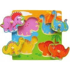 Viga fa puzzle Színes dinoszauruszok