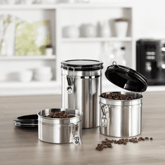 Xavax tartály 1 kg őrölt kávé vagy más élelmiszer számára, légmentesen záródó, rozsdamentes acél, ezüst színű