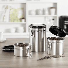 Xavax kávésüveg 500 g őrölt kávé vagy más élelmiszer számára, légmentesen záródó, rozsdamentes acél, ezüst színű