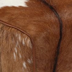 Greatstore barna és fehér valódi kecskebőr pad 110 x 30 x 45 cm