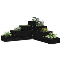 Greatstore fekete 4 szintes tömör fenyőfa kerti virágtartó 80,5x79x36 cm