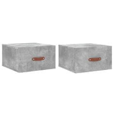 Vidaxl 2 db betonszürke falra szerelhető éjjeliszekrény 35x35x20 cm 829781