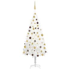 Vidaxl fehér megvilágított műkarácsonyfa gömb szettel 180 cm 3077548