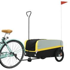 Vidaxl fekete-sárga vas kerékpár-utánfutó 45 kg 94064