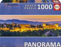 EDUCA Panoráma puzzle Naplemente Spanyolországban: Alhambra, Granada 1000 db