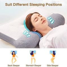 Kiváló ergonomikus párna a kényelmes és minőségi alváshoz, amely optimális támogatást nyújt a nyaknak és a hátának minden alvási helyzetben, ébredjen fel pihenten, ErgonomicPillow