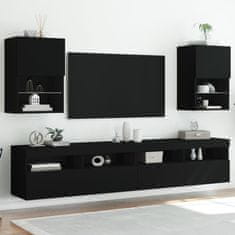 Greatstore 2 db fekete TV-szekrény LED-világítással 40,5 x 30 x 60 cm