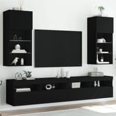 Greatstore 2 db fekete TV-szekrény LED-világítással 40,5 x 30 x 90 cm