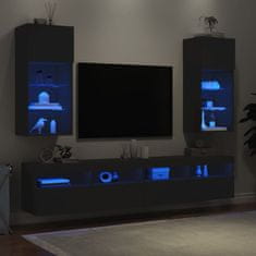 Greatstore 2 db fekete TV-szekrény LED-világítással 40,5 x 30 x 90 cm