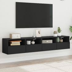 Greatstore 2 db fekete szerelt fa fali TV-szekrény 80 x 30 x 30 cm