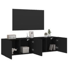 Greatstore 2 db fekete falra szerelhető TV-szekrény 80 x 30 x 41 cm