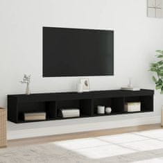 Greatstore 2 db fekete TV-szekrény LED-világítással 100x30x30 cm