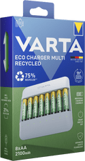 Varta Eco Charger Multi Recycled Box elemtöltő 8 AA 2100 mAh Recycled elemmel (57682101121)
