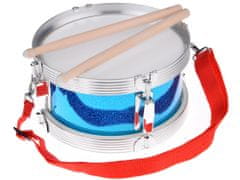 RAMIZ Műanyag dob fém peremmel, dobverőkkel, állítható pánttal kék színben