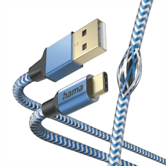Hama Fényvisszaverő USB-C 2.0 A-C típus 1,5 m, kék