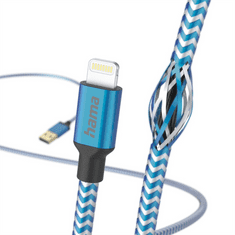 Hama MFi USB kábel Fényvisszaverő Apple, USB-A Lightning 1,5 m, kék