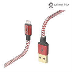 Hama MFi USB kábel Fényvisszaverő Apple, USB-A Lightning 1,5 m, piros
