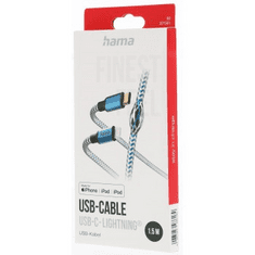 Hama MFi USB-C Lightning kábel fényvisszaverő Apple-hez, 1,5 m, kék