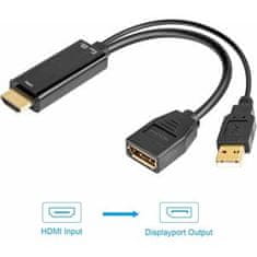 PremiumCord HDMI és DisplayPort férfi/női adapter USB tápegységgel