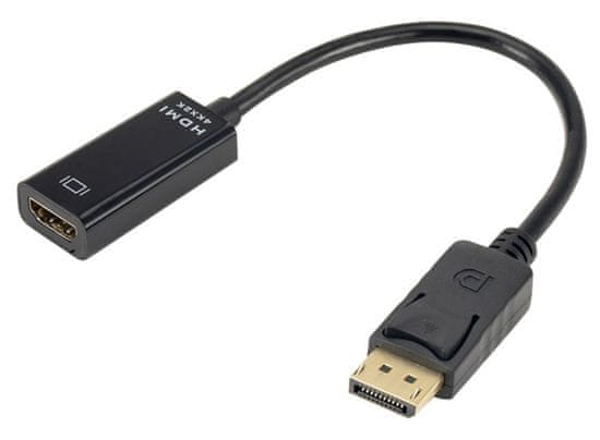 XtendLan DisplayPort (M) - HDMI (F) adapter, 15cm, fekete, 4k, 4k-hoz
