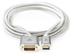 Nedis PROFIGOLD HDMI kábel/ HDMI DVI-D 24+1 dugóhoz/ pamut/ ezüst/ BOX/ 2m