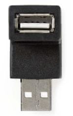 Nedis USB 2.0 adapter/ USB-A dugó - USB-A aljzat/ 480 Mbps/ kerek/ nikkelezett/ PVC/ fekete/ buborékcsomagolásban
