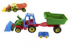 Teddies Traktor rakodó kerekes rakodó autóval műanyag 64cm - vegyes színekben