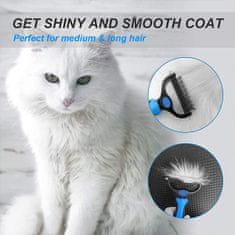 Netscroll Mindenoldalú kétoldalas kefe kutyák és macskák számára, kíméletes, hatékony, ergonomikusan tervezett a könnyebb kifésüléshez és az elhullott szőr eltávolításához, PetTangler
