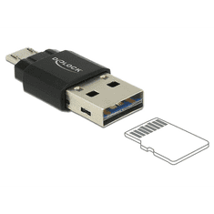DELOCK 91735 Micro USB OTG-kártyaolvasó + USB 2.0 A-csatlakozódugó (dl-91735)