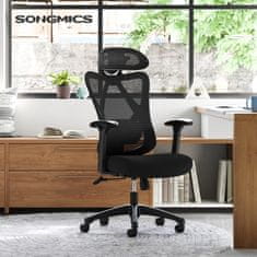 Songmics Ergonómikus irodai szék, állítható magasságú, karfával, hálóval