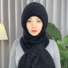 Sofistar Téli sokoldalú kötött kapucnis sál nőknek, fekete