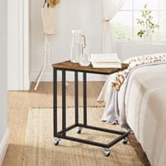 VASAGLE Összecsukható, kerekes asztal, fém, ipari, barna 50x35x60cm