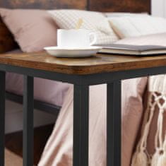 VASAGLE Összecsukható, kerekes asztal, fém, ipari, barna 50x35x60cm