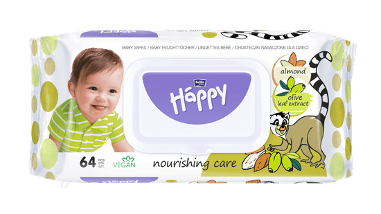 Bella Happy Baby Mandula és olíva törlőkendő, 1 x 64 db
