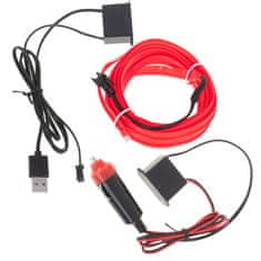 KIK KX4956 LED környezeti világítás autóhoz/autóhoz USB/12V szalag 3m piros