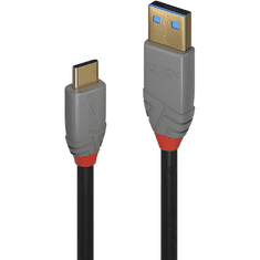 Lindy 36910 USB kábel 0,5 M USB C USB A Fekete, Szürke (36910)