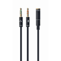 Gembird 3.5 mm 4-pin -> 2 x 3.5 mm stereo adapter fekete (CCA-418M) (CCA-418M)