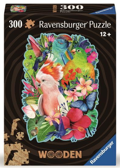 Ravensburger 120007609 Fa puzzle Színes papagájok, 300 db